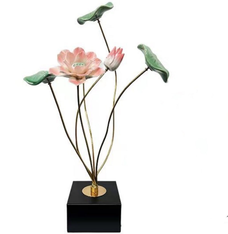 ANYHOUZ Lotus Tabletop Decor – Modern Metal Art Ornament for Living Room Display & Home Crafts