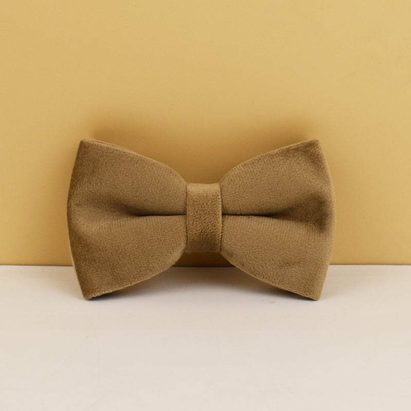 ANYWAGS Pet Bow Velvet Beige Supplies Dog Custom Accessory