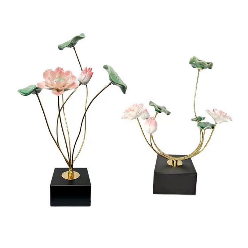 ANYHOUZ Lotus Tabletop Decor – Modern Metal Art Ornament for Living Room Display & Home Crafts