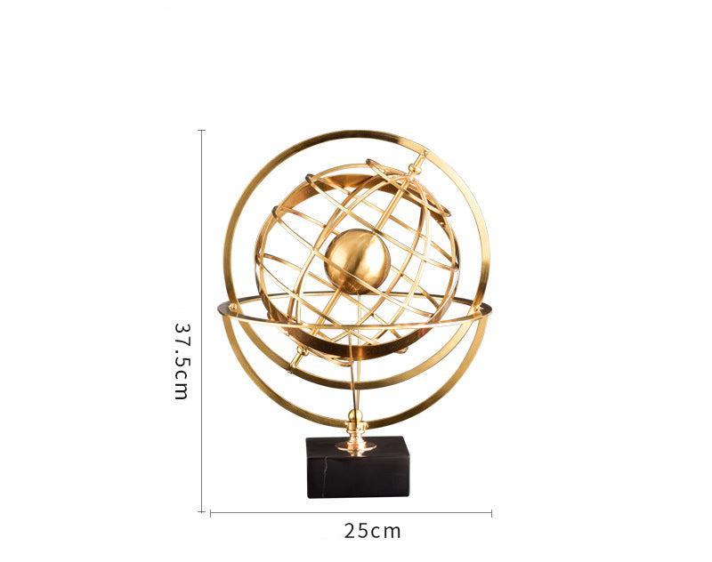 ANYHOUZ Luxury Gold Metal Tabletop Decor – Globe Round Sculpture for Living Room, House Display & Elegant Crafts Ornaments