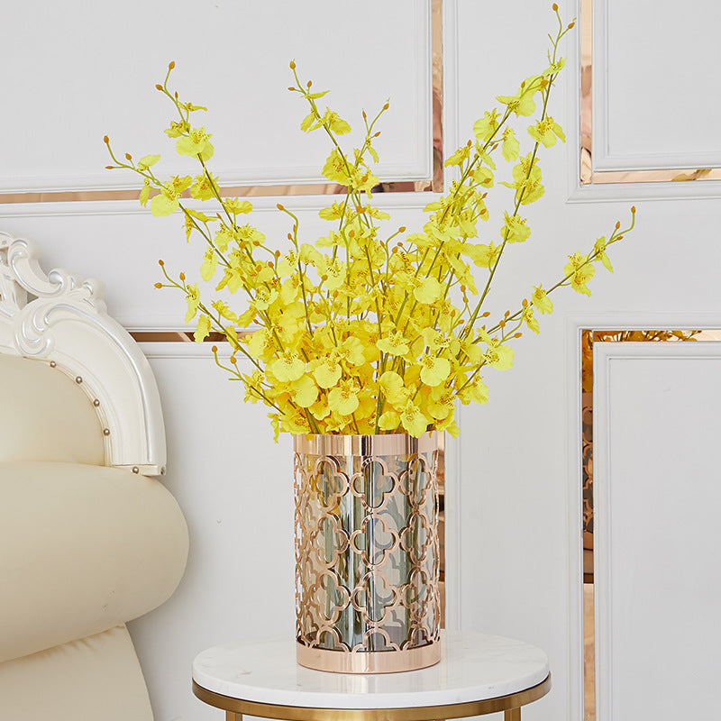 ANYHOUZ Metal Flower Vase for Wedding Centerpiece Tabletop Decor – Modern Metal Art Ornament for Living Room Display & Home Crafts