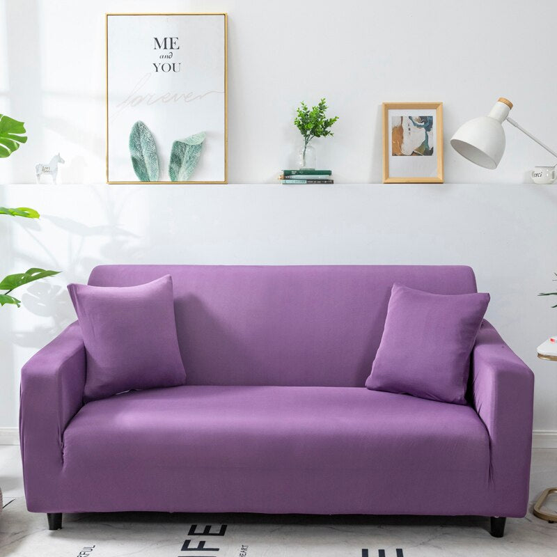 Anyhouz 1 Seater Sofa Cover Plain Purple Style and Protection For Living Room Sofa Chair Elastic Stretchable Slipcover