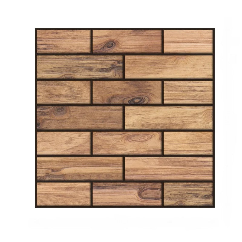 ANYHOUZ 10pcs Vinyl Wall Tile Wooded Plank Textured Pattern 3D Waterproof