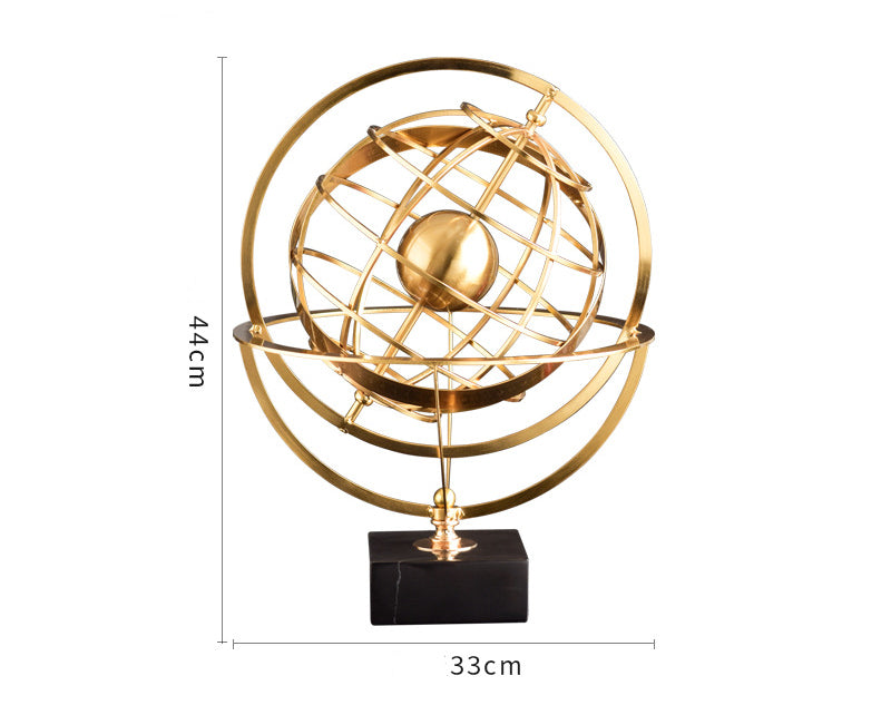 ANYHOUZ Luxury Gold Metal Tabletop Decor – Globe Round Sculpture for Living Room, House Display & Elegant Crafts Ornaments