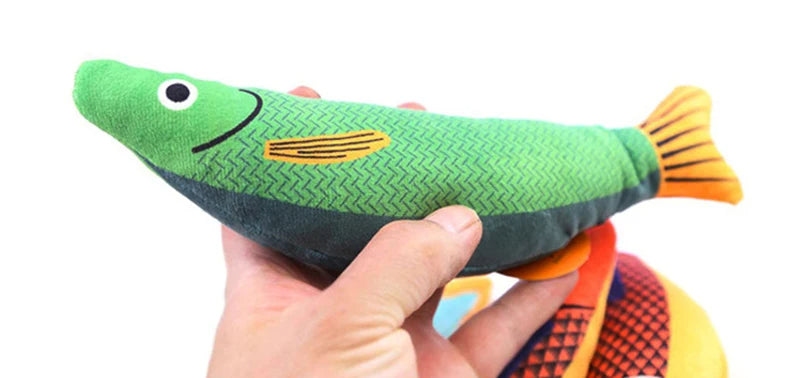 ANYWAGS Pet Toys Green Yellow Squeaky Sea Fish Shape Sphynx Plush Cat Accessories