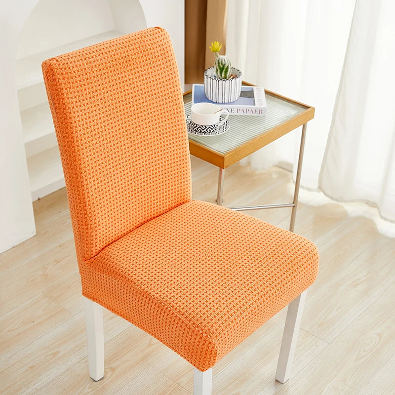 Anyseat Chair Cover Orange Micro Knitted Design with Elastic Material for Dining Room Kitchen Wedding Hotel Banquet Restaurant