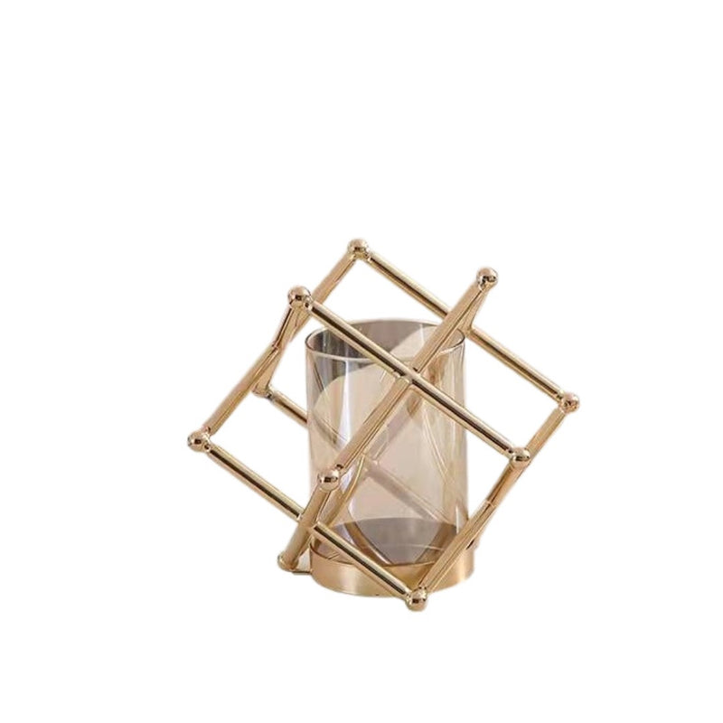 ANYHOUZ Metal Flower Vase Tabletop Decor – Modern Metal Art Ornament for Living Room Display & Home Crafts