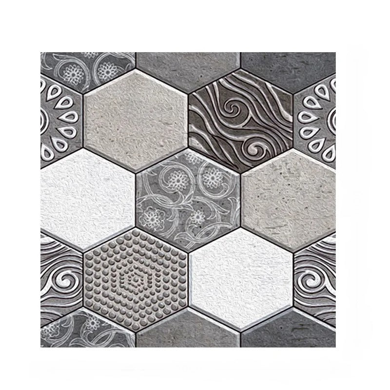 ANYHOUZ 10pcs Grey Vinyl Wall Tile Honeycomb Art Pattern 3D Waterproof