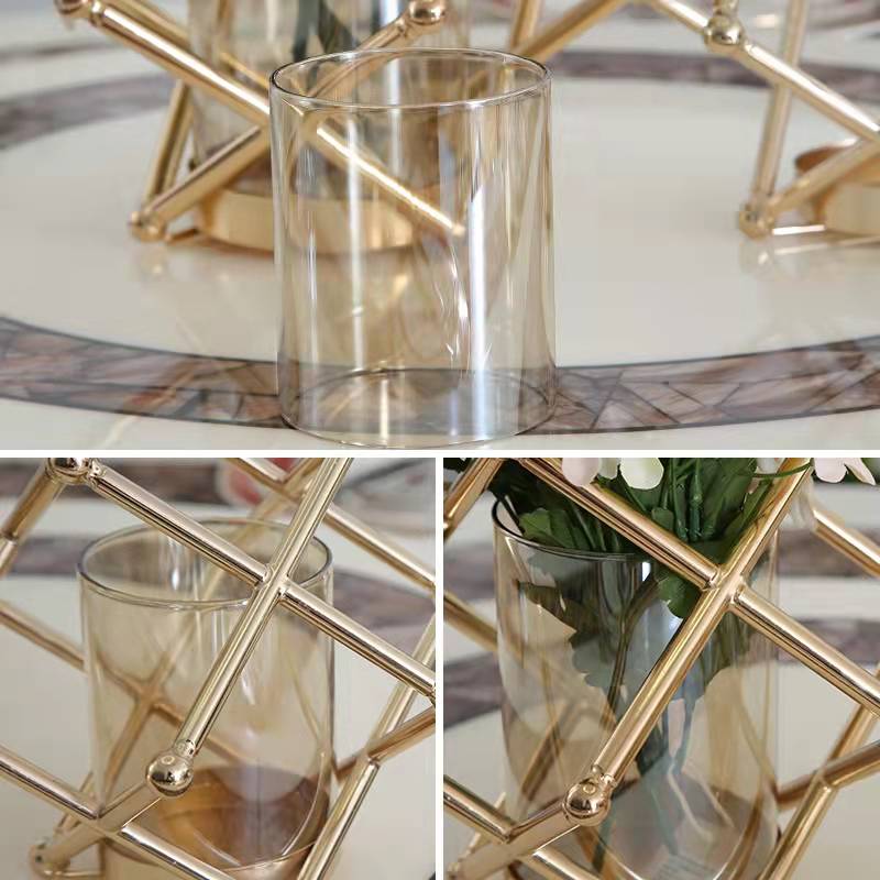 ANYHOUZ Metal Flower Vase Tabletop Decor – Modern Metal Art Ornament for Living Room Display & Home Crafts