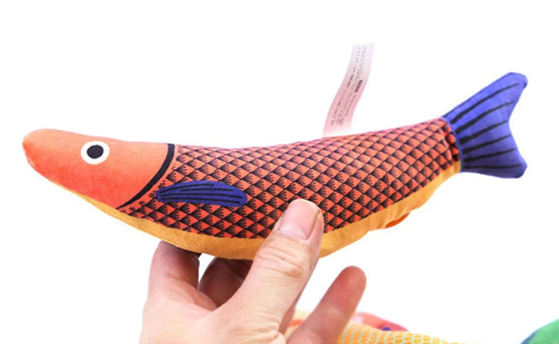 ANYWAGS Pet Toys Orange Yellow Squeaky Sea Fish Kicker Shape Plush Cat Accessories