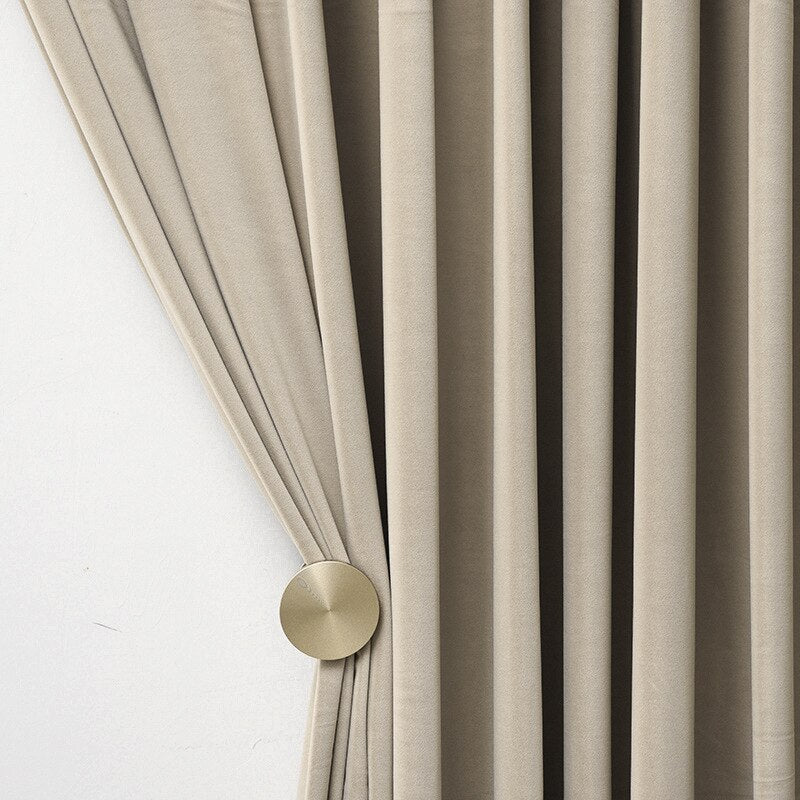 Anydrape 400cm Beige High Quality Modern Velvet Blackout Curtains for Living Room Bedroom Dining Luxury Window Drape