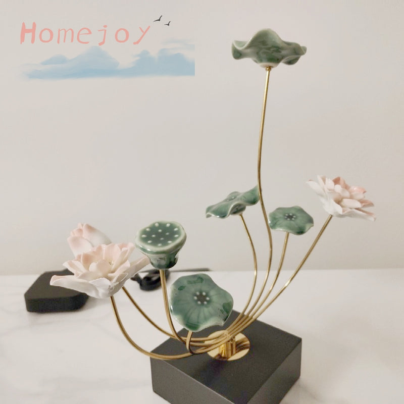 ANYHOUZ Lotus Tabletop Decor – Modern Metal Art Ornament for Living Room Display & Home Crafts
