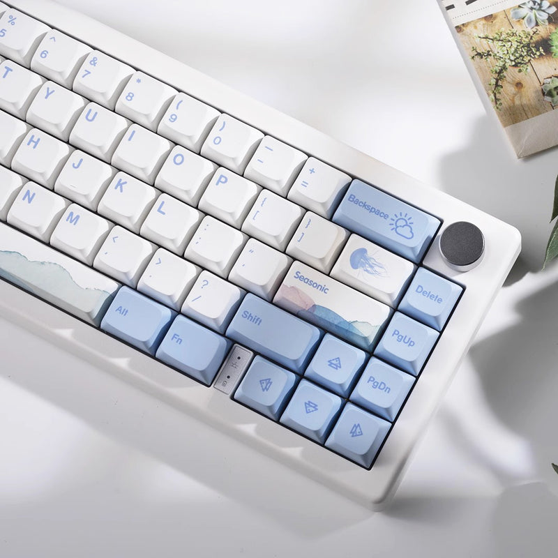 ANYMOB Keycap Keyboard Powder Blue 133 Keys Switch Customized Sublimation Touch Clicks Bag Pack