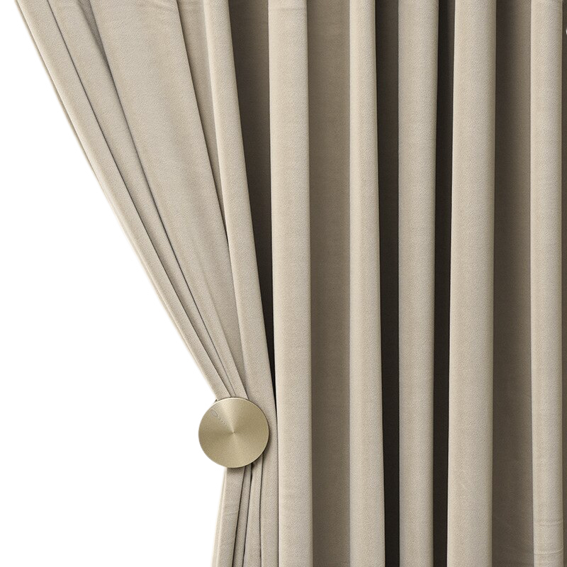 Anydrape 150cm Beige High Quality Modern Velvet Blackout Curtains for Living Room Bedroom Dining Luxury Window Drape