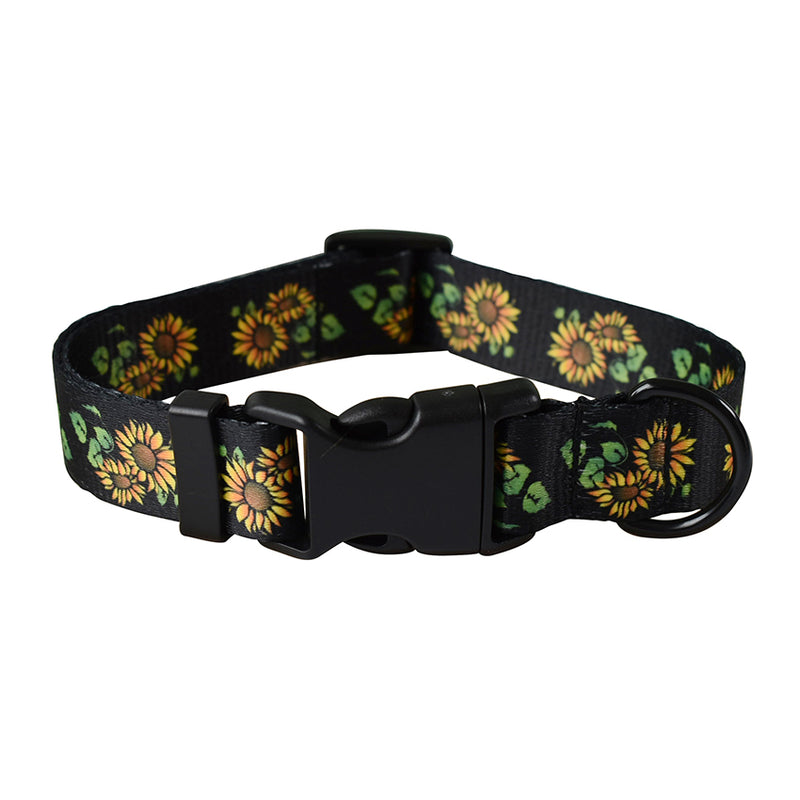 ANYWAGS Pet Collar Black Sunflower Sytlish Strap Comfortable Dog Accessory
