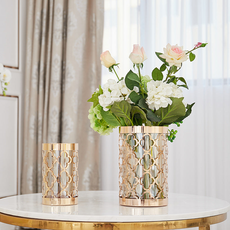 ANYHOUZ Metal Flower Vase for Wedding Centerpiece Tabletop Decor – Modern Metal Art Ornament for Living Room Display & Home Crafts