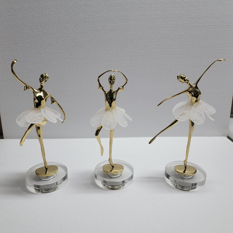 ANYHOUZ Gold and Black Metal Ballerina Girl Tabletop Decor – Modern Metal Art Ornament for Living Room Display & Home Crafts