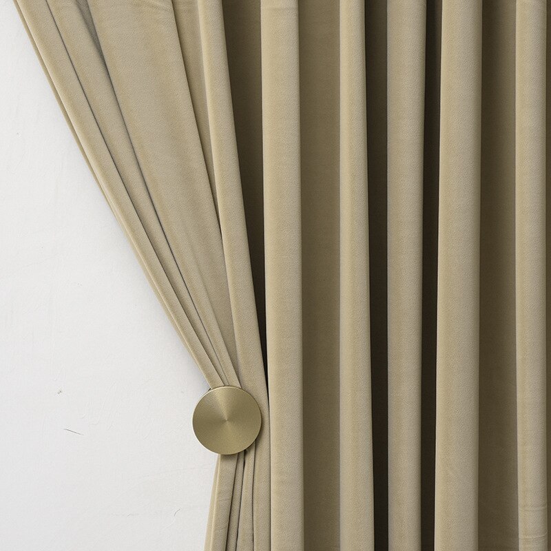 Anydrape  200cm Khaki High Quality Modern Velvet Blackout Curtains for Living Room Bedroom Dining Luxury Window Drape
