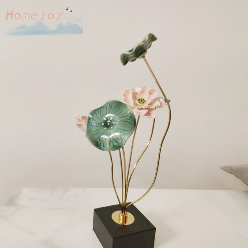 ANYHOUZ Lotus Tabletop Decor – Modern Metal Art Ornament for Living Room Display & Home Crafts