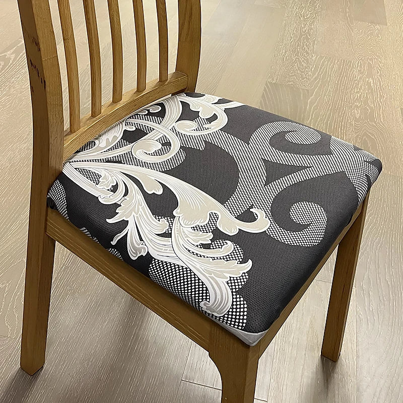 Anyseat Chair Cover Dark Grey Petal Print Stretch Seat Cover for Home Dinning Kitchen Washable Removable