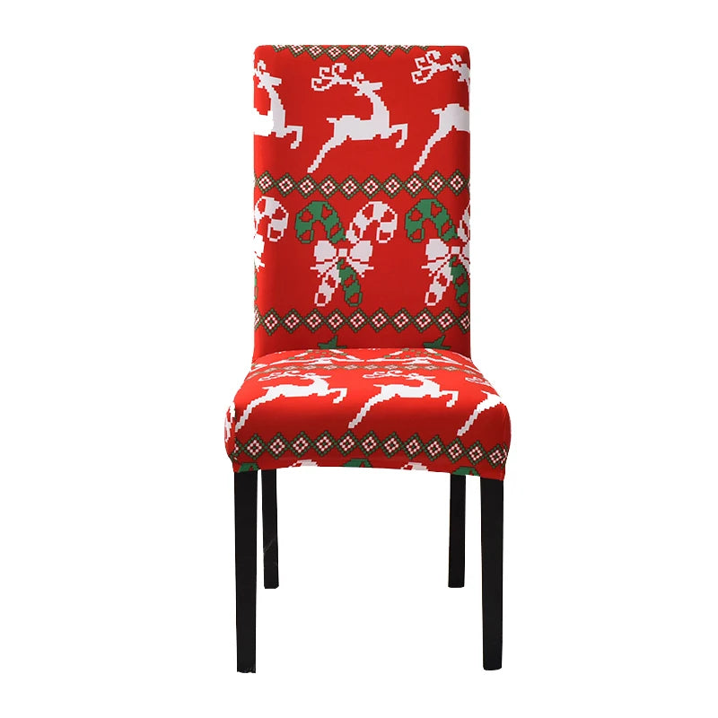 Anyseat Chair Cover Red Knitting Xmas Design with Anti-Dirt and Elastic Material for Dining Room Kitchen Wedding Hotel Banquet Restaurant