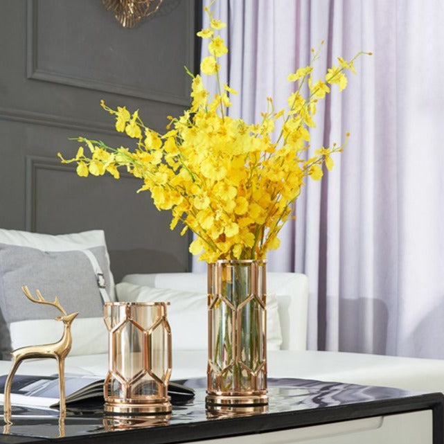 ANYHOUZ Metal Flower Vase Tabletop Decor – Modern Metal Art Ornament for Living Room Display & Home Crafts