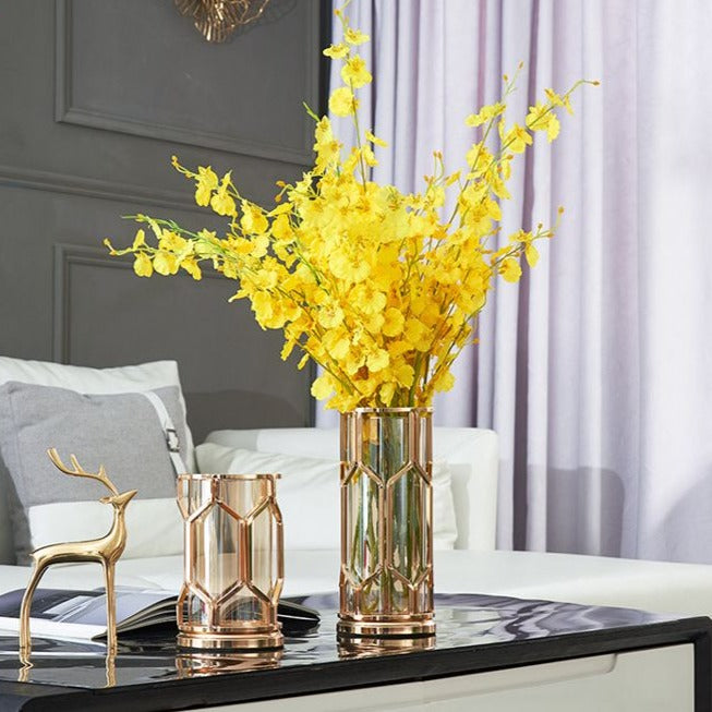 ANYHOUZ Metal Flower Vase Tabletop Decor – Modern Metal Art Ornament for Living Room Display & Home Crafts