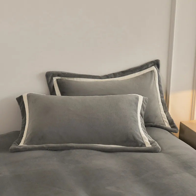 Anycozy Duvet Cover Set Plain Grey Flat Bed Sheet Cozy Fluffy Ultra Soft Velvet Bedding Comforter