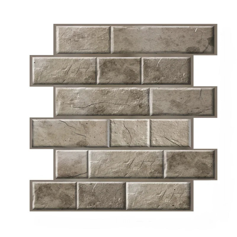 ANYHOUZ 10pcs Dark Brown Rock Design Vinyl Wall Tile Waterproof