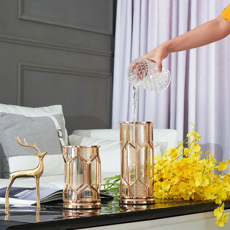 ANYHOUZ Metal Flower Vase Tabletop Decor – Modern Metal Art Ornament for Living Room Display & Home Crafts