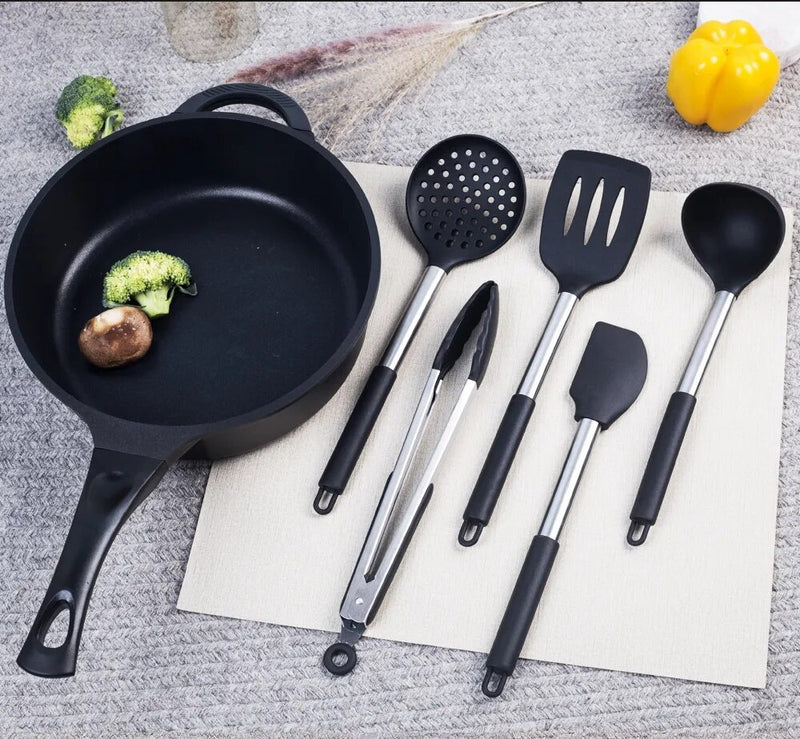 Anygleam Kitchen Utensils Non-stick Grey/ Silver 10 Set Cooking Tool Accessories Heat Resistant Kitchenware