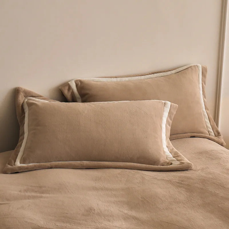 Anycozy Duvet Cover Set Plain Coffee Flat Bed Sheet Ultra Soft Cozy Fluffy Bedding Collection