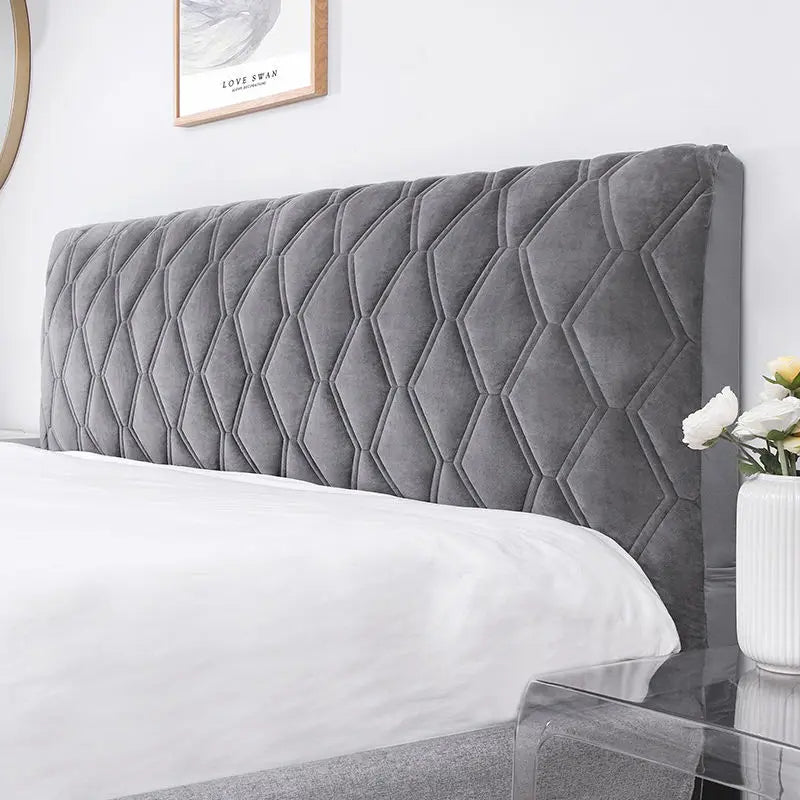 Anycozy Headboard Cover Dark Gray Zigzag Pattern Super Soft Smooth Quilted Velvet Bed Back Dust Protector Cover 140x70cm