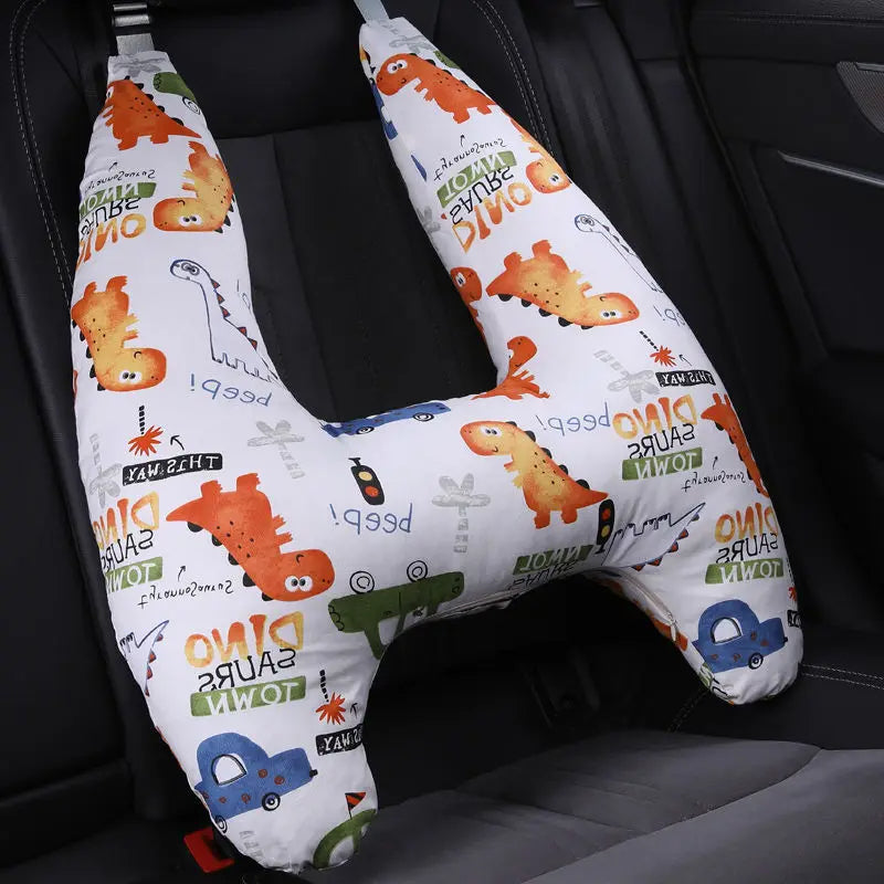 Anypillow Car Travel Pillow UShape Dinosaur Town Pattern Children Travel Pillow Cushion for Car Seat, Safety Neck Pillow for Kids