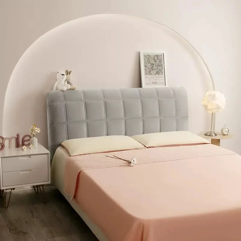 Anycozy Headboard Cover Square Light Gray Super Soft Smooth Quilted Velvet Bed Back Dust Protector Cover 210x70cm