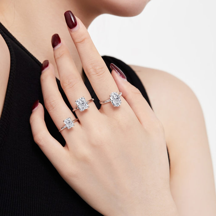 ANYCO Ring 18K Gold Plated Fine Jewelry White Oval Cut CZ 8A 3.5ct Engagement Wedding Classic Luxury Ring For Women