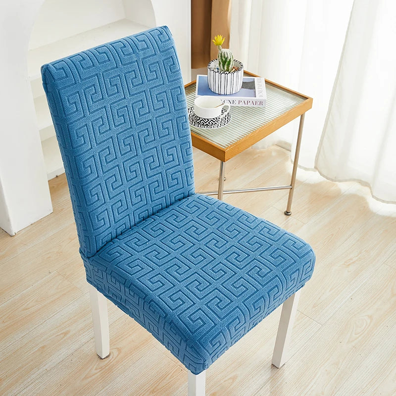 Anyseat Chair Cover Blue Square Geometric Design with Elastic Material for Dining Room Kitchen Wedding Hotel Banquet Restaurant