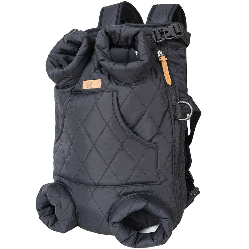 ANYWAGS Pet Carrier Black Cozy Backpack for Winter with Hoodie and Pockets for Pet Supplies for Small to Medium Dogs