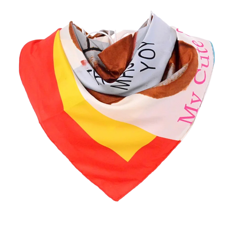 Anyyou Scarf for Women Orange Lovely Bear Letters Twill Scarves Wraps Ladies Fashion Autumn Winter 90*90cm Dark Pink Silk Shawl
