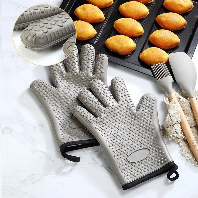 Anygleam Insulation Gloves Silicone Kitchen Accessories with Inner Cotton Heat Resistant Tool Kit Kitchenware for Cooking and Baking