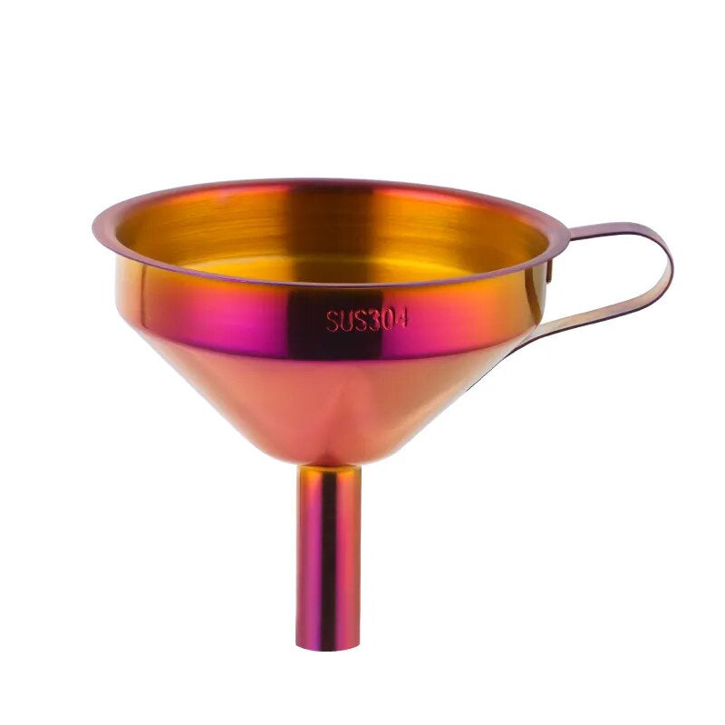 Anygleam Funnel with Detachable Strainer 1Pc Red Rainbow Stainless Steel with Wide Cone Mouth Funnel for Small Can Jar Kitchen Utensil