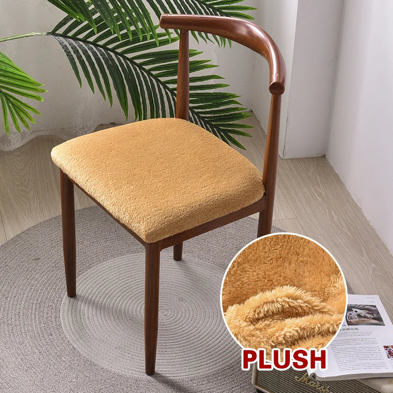 Anyseat Chair Cover Light Brown Fur Stretch Seat Cover for Home Dinning Kitchen Washable Removable