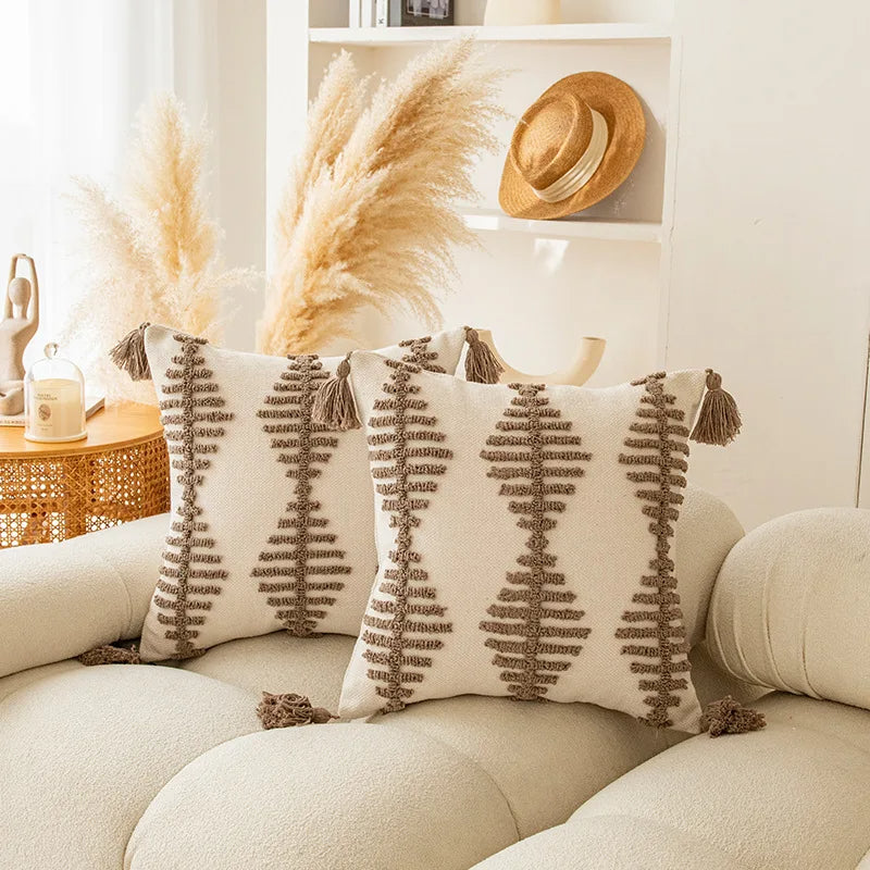 Anypillow Pillowcase Tufted Geometric Embroidered Decorative Cushion Cover