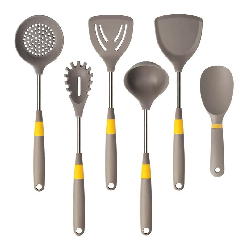 Anygleam Cooking Utensil 5 Set Khaki Heat Resistant Tools Spatula Kit 1 Rice Spatula Kitchen Accessories Kitchenware Paddle Scoop for Nonstick Cookware