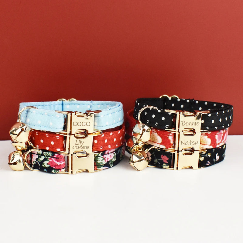 ANYWAGS Cat Collar Dotted Black Small with Safety Buckle, Bell, and Durable Strap Stylish and Comfortable Pet Accessory