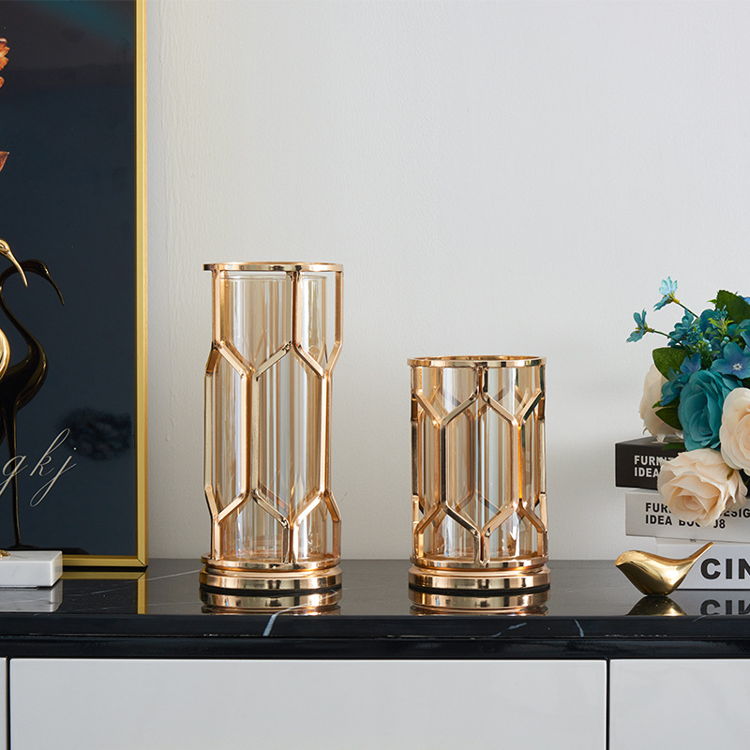 ANYHOUZ Metal Flower Vase Tabletop Decor – Modern Metal Art Ornament for Living Room Display & Home Crafts