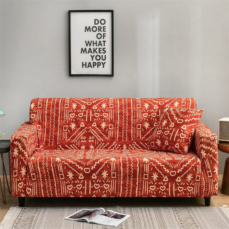 Anyseat Sofa Cover Red Printed Christmas Design Non Slip Stretchable Slipcover