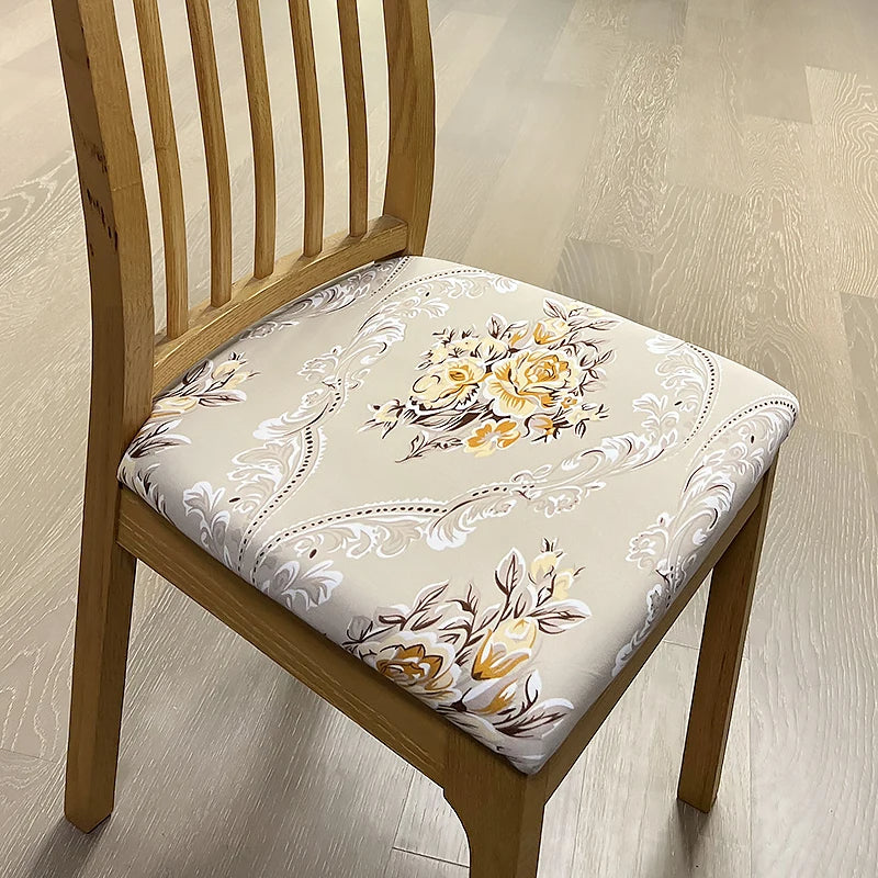 Anyseat Chair Cover Beige Floral Print Stretch Seat Cover for Home Dinning Kitchen Washable Removable