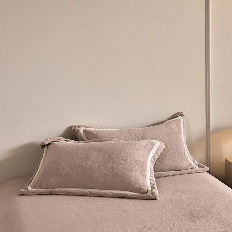 Anycozy Duvet Cover Set Plain Dusty Pink Flat Bed Sheet Ultra Soft Luxury Velvet Bedding Collection