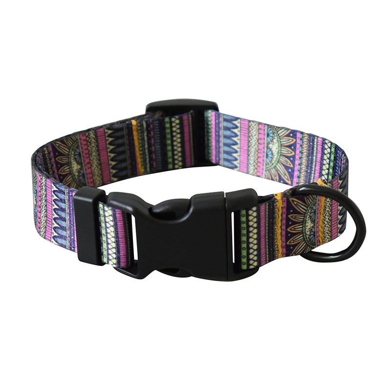 Anypet Velvet Multi Color Purple Tribal Dog Collar– Stylish Pet Accessory